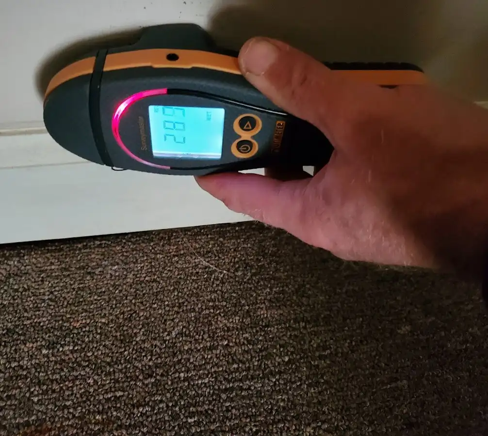 Moisture detection at baseboard during Storm Damage Restoration in Winter Haven